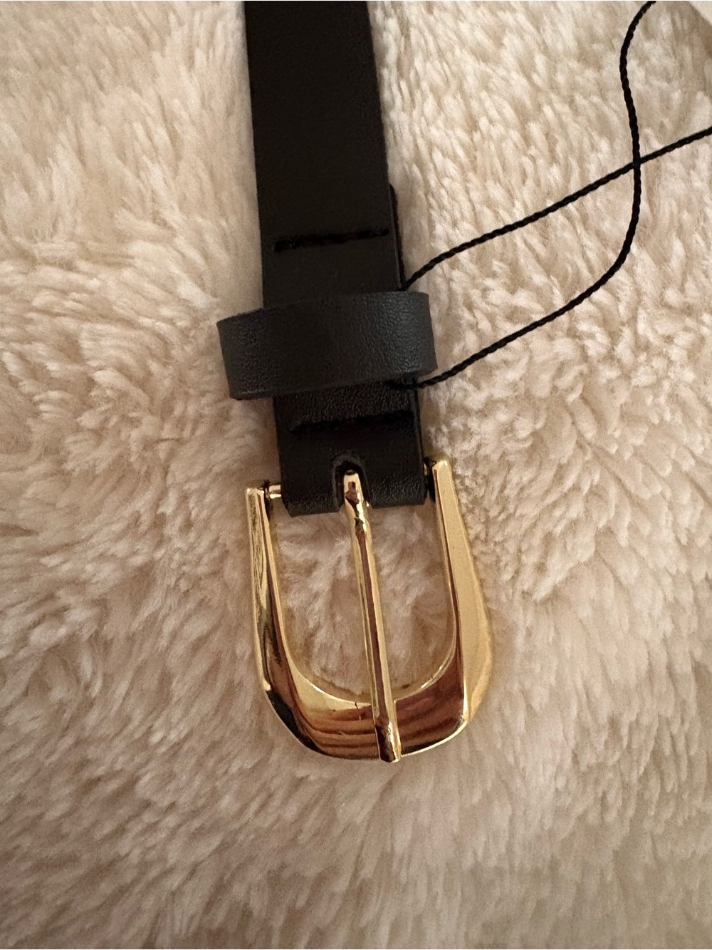 Zarah Classic Black Leather Belt with Gold Buckle